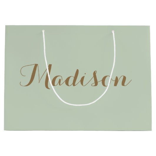 シックなセージ緑ミニマリストモノグラムラージギフトバ ラージペーパーバッグ (正面)