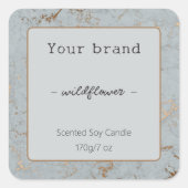 シックなセージ金ゴールドグレー大理石キャンドル製品ラベル スクエアシール (正面)