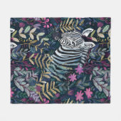 シックなゼブラの葉 フリースブランケット (正面(横))