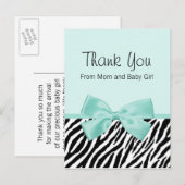 シックなゼブラフレッシュミントバウ赤ちゃんシャワーありがとう 案内ポストカード (正面/裏面)