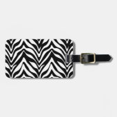 シックなゼブラプリントとピンクレースモノグラム名 ラゲッジタグ (正面横)