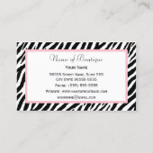 シックなゼブラプリントブティックライトトゥルーピンクリボン 名刺 (裏面)