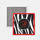 シックなゼブラプリント赤モノグラム磁石 マグネット (正面/裏面)