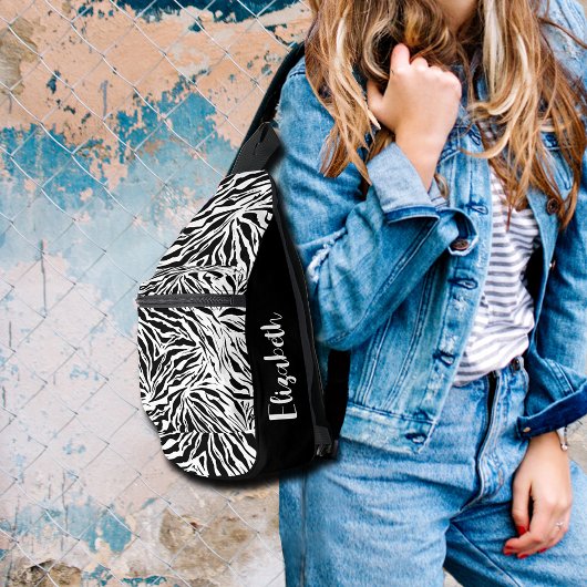 シックなゼブラプリント スリングバッグ