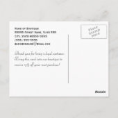 シックなゼブラ印刷ありがとうライトトゥルーピンクリボン ポストカード (裏面)