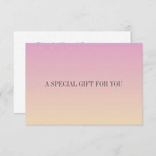 シックなソフトグラデーションピンクオレンジのギフトカード (正面/裏面)