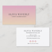 シックなソフトグラデーションピンクオレンジピーチソーシャルメディア 名刺 (正面/裏面)