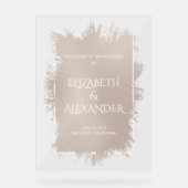 シックなソフトトープ結婚スプラッシュ アクリルサイン (正面)