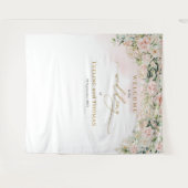 シックなソフトパステルピンク結婚のバラの背景 タペストリー (正面(横))