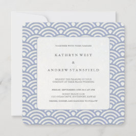 シックなソフトパープルセイガイハウェーブズビーチ結婚式 招待状