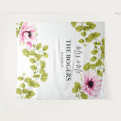 シックなソフトピンクのフローラフォトウォール結婚背景 タペストリー