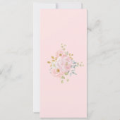 シックなソフトピンクの水色フローラ結婚のメニューカード 招待状 (裏面)