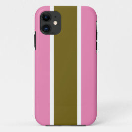 シックなソフトピンクホワイトゴールデンオリーブストライプレース iPhone 11 ケース