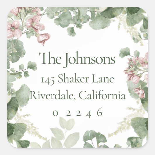 シックなソフトフレーム差出人住所ラベル スクエアシール (正面)