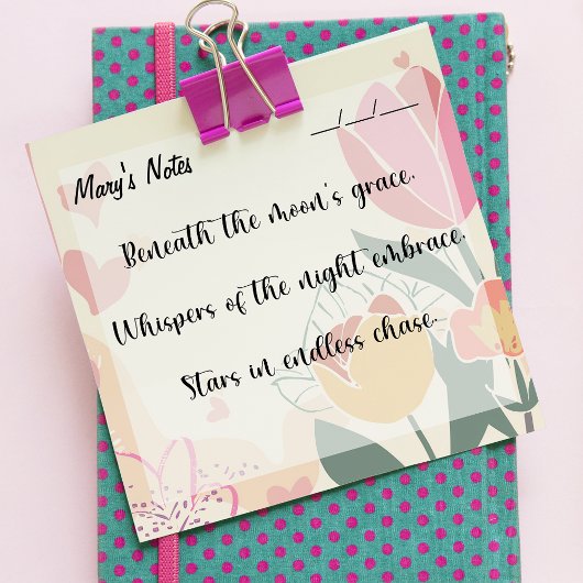 シックなソフトフローラ、ピンク、緑、黄3" x 3" ポストイット