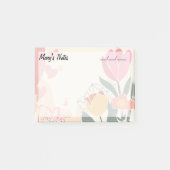 シックなソフトフローラ、ピンク、緑、黄4" x 3" ポストイット (正面)