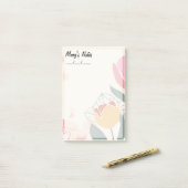 シックなソフトフローラ、ピンク、緑、黄4" x 6" ポストイット (デスク上)