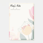 シックなソフトフローラ、ピンク、緑、黄4" x 6" ポストイット (正面)