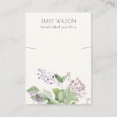 シックなソフト薄紫ウォーターカラーフローラネックレスディスプレイ 名刺 (正面)