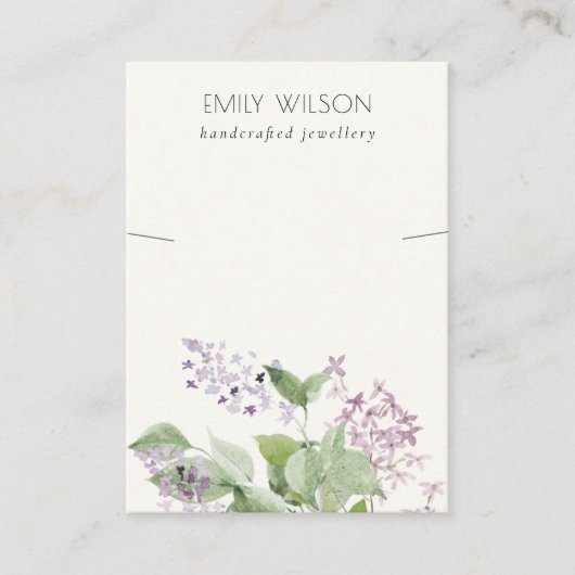 シックなソフト薄紫ウォーターカラーフローラネックレスディスプレイ 名刺 (正面)