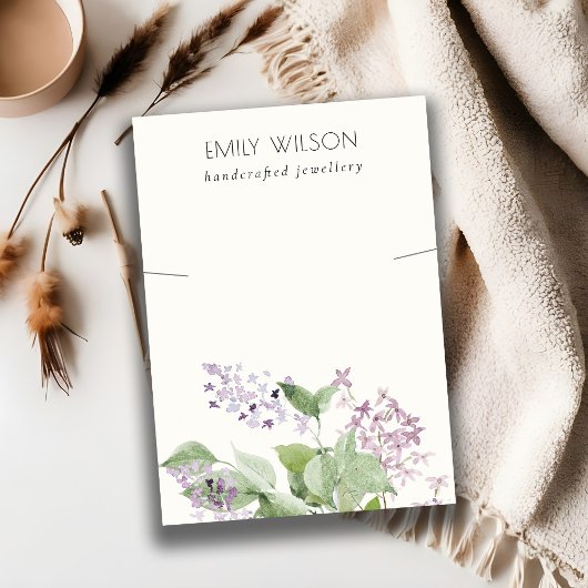 シックなソフト薄紫ウォーターカラーフローラネックレスディスプレイ 名刺