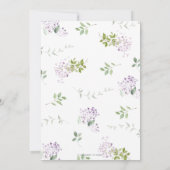 シックなソフト薄紫パープルフローラグリーナリー結婚ズ 招待状 (裏面)