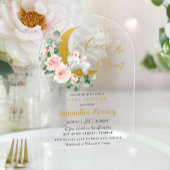 シックなゾウ我々は月の女の子の赤ちゃんシャワー上にいる アクリル招待状