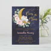 シックなゾウ我々は月の女の子の赤ちゃんシャワー上にいる 招待状 (スタンド正面)