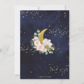 シックなゾウ我々は月の女の子の赤ちゃんシャワー上にいる 招待状 (裏面)