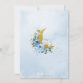 シックなゾウ我々は月の男の子の赤ちゃんシャワー上にいる 招待状 (裏面)