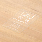 シックなタイイングザノットハンドドローボウブライダルシャワー アクリル招待状 (レイダウン)