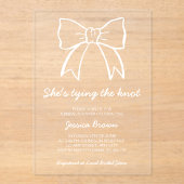 シックなタイイングザノットハンドドローボウブライダルシャワー アクリル招待状 (正面)