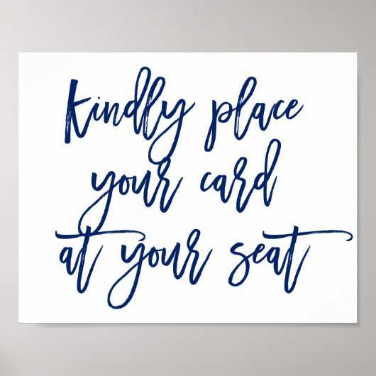 シックなタイプの親切にあなたの席にあなたのカードを配置 ポスター (正面)