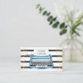 シックなタイプライターエディター作家 名刺 (スタンド正面)