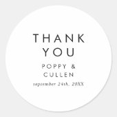 シックなタイポグラフィありがとう結婚式の引き出物シール ラウンドシール (正面)