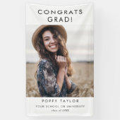 シックなタイポグラフィおめでとう大学院写真卒業 横断幕 (縦)