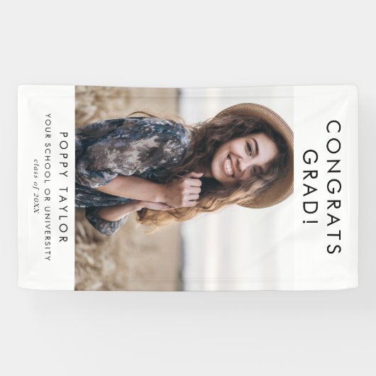 シックなタイポグラフィおめでとう大学院写真卒業 横断幕 (横)