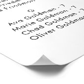 シックなタイポグラフィアルファベットの座席表 ポスター (角)