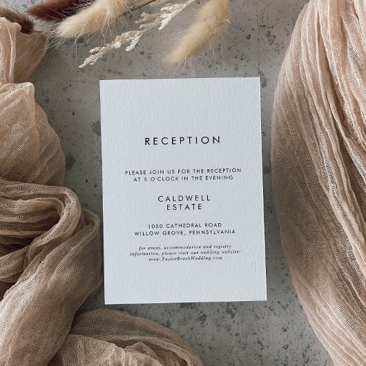 シックなタイポグラフィウェディングレセプション エンクロージャーカード