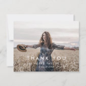 シックなタイポグラフィグラッドフォト卒業 サンキューカード (正面)