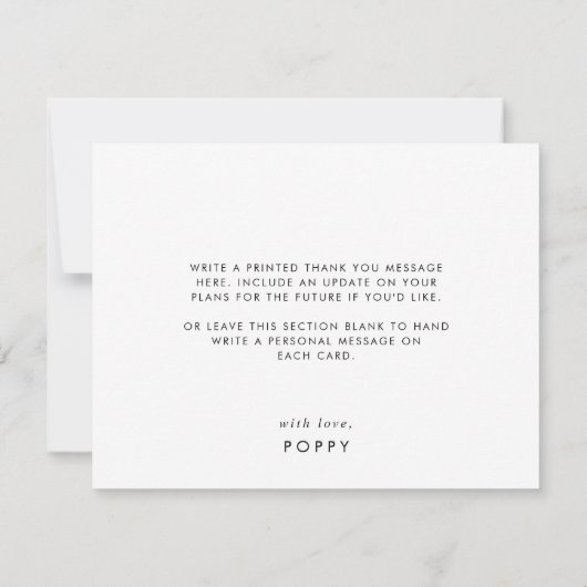 シックなタイポグラフィグラッドフォト卒業 サンキューカード (裏面)