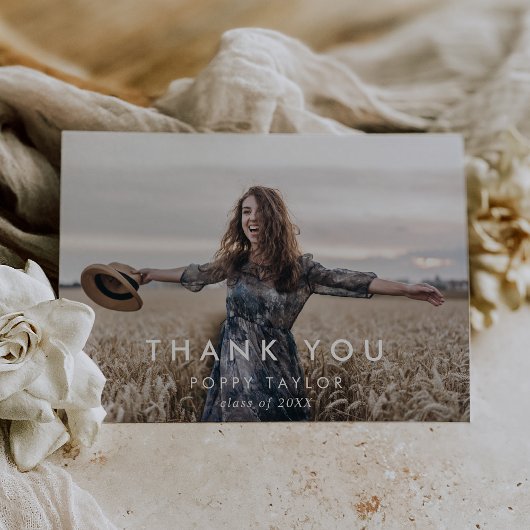 シックなタイポグラフィグラッドフォト卒業 サンキューカード