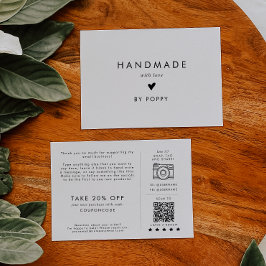 シックなタイポグラフィハンドメイドラブサンキューオーダー エンクロージャーカード