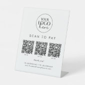 シックなタイポグラフィビジネスロゴQRコードスキャンして支払う 台座サイン (正面)
