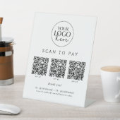 シックなタイポグラフィビジネスロゴQRコードスキャンして支払う 台座サイン (インサイチュ)