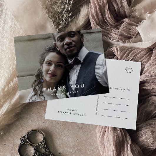 シックなタイポグラフィフォトサンキューポストカード ポストカード