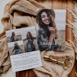 シックなタイポグラフィメッセージフォトコラージュ卒業 案内状