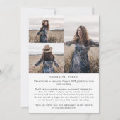 シックなタイポグラフィメッセージフォトコラージュ卒業 案内状 (裏面)