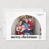 シックなタイポグラフィメリークリスマスアーチ写真 シーズンカード (正面)
