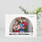 シックなタイポグラフィメリークリスマスアーチ写真 シーズンカード (スタンド正面)